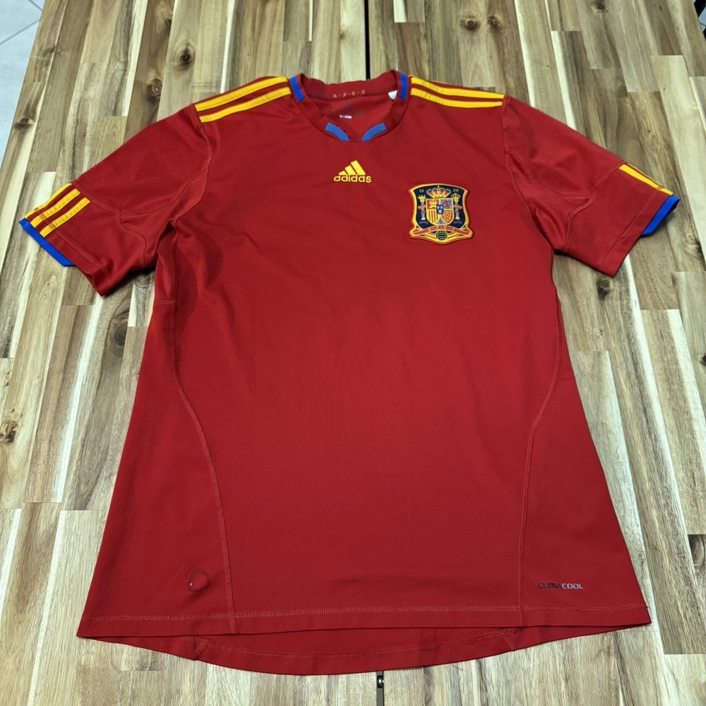 Spain Soccer Jersey Mens L Red Adidas World Cup Home Soccer Kit Futbol 2010